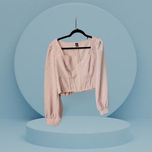 Cottagecore Frenchy Plus Sweetheart Neck Sleeve Bustier Crop Blouse SHEIN XL(14)